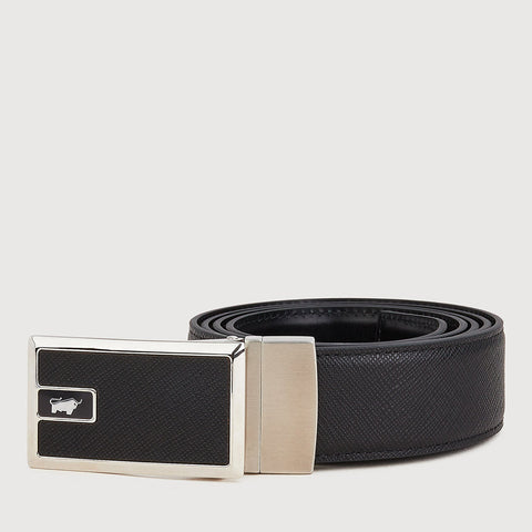 REVERSIBLE SAFFIANO LEATHER BELT WITH NICKEL IN SATIN FINISH STAINLESS STEEL BUCKLE