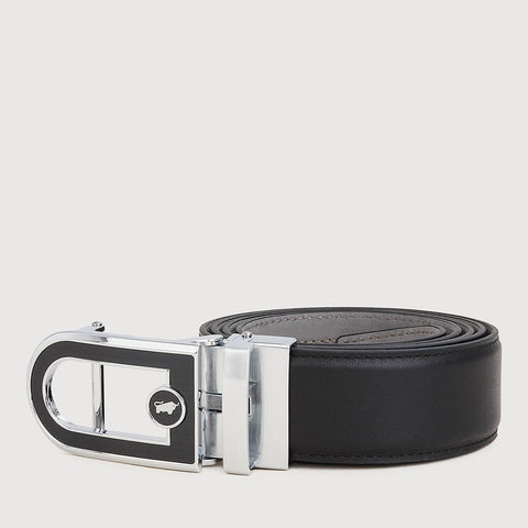 NAPPA LEATHER BELT WITH NICKEL IN SATIN FINISH ALLOY AUTO BUCKLE