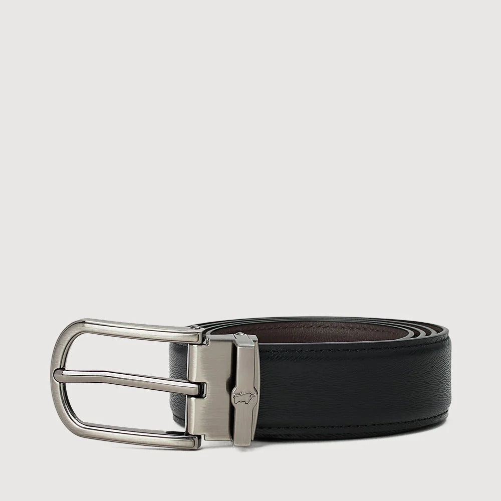 HORSEHAIR EMBOSSED LEATHER BELT WITH SATIN GUN ALLOY NEEDLE BUCKLE