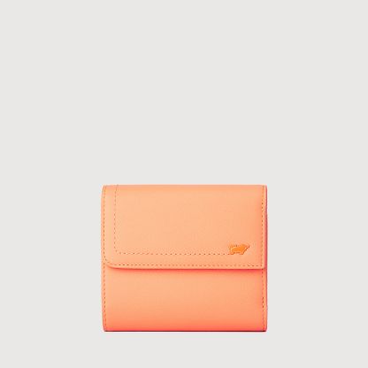 NANA 3 FOLD SMALL WALLET WITH EXTERNAL COIN COMPARTMENT IN APRICOT CRUSH