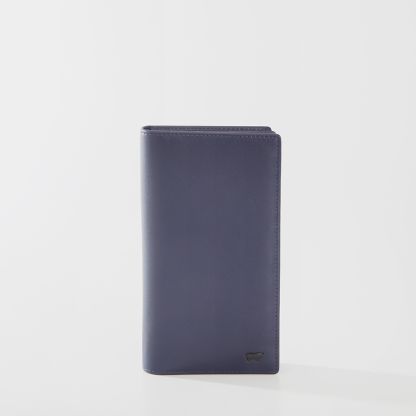 LUCIO BIFOLD LONG WALLET WITH ZIP COMPARTMENT (BOX GUSSET) IN MIDNIGHT BLUE